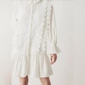 IPEKYOL women's dress off white tiered lace size 6